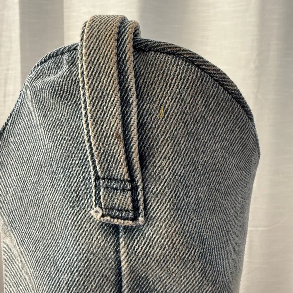 Steve Madden Lassy Denim Cowboy Boot Frayed Hem Western Festival | Size 5M - Picture 13 of 16